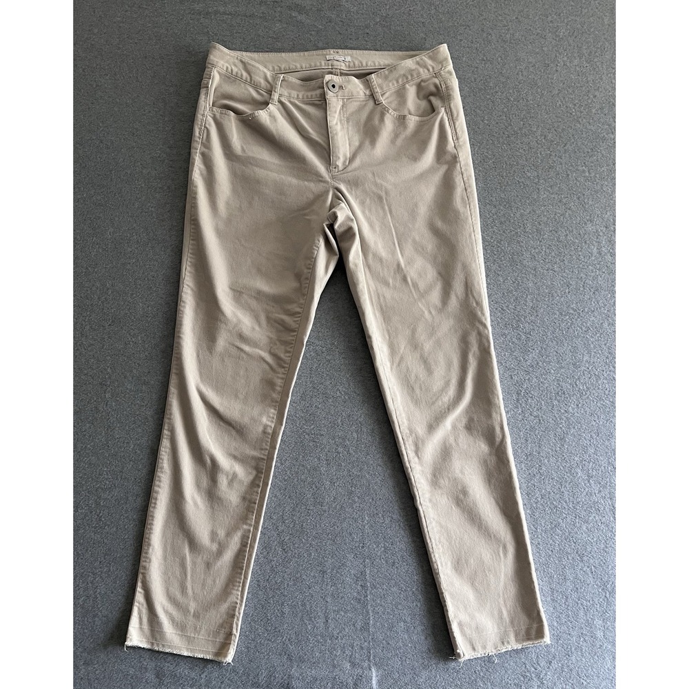J Jill Corduroy Pants Cream Ivory Size 32 Soft Stretch Pockets Raw Hem Ankle